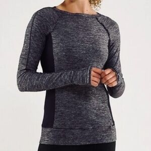 Lululemon Full Tilt Long Sleeve Heathered Black / Navy 12